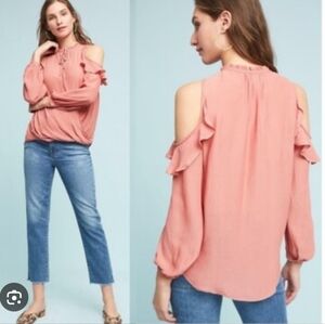 236-Maeve Dusty Rose Cold Shoulder Blouse